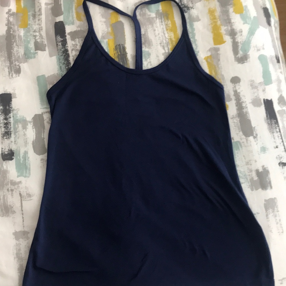 Plain navy Nike t back tank top